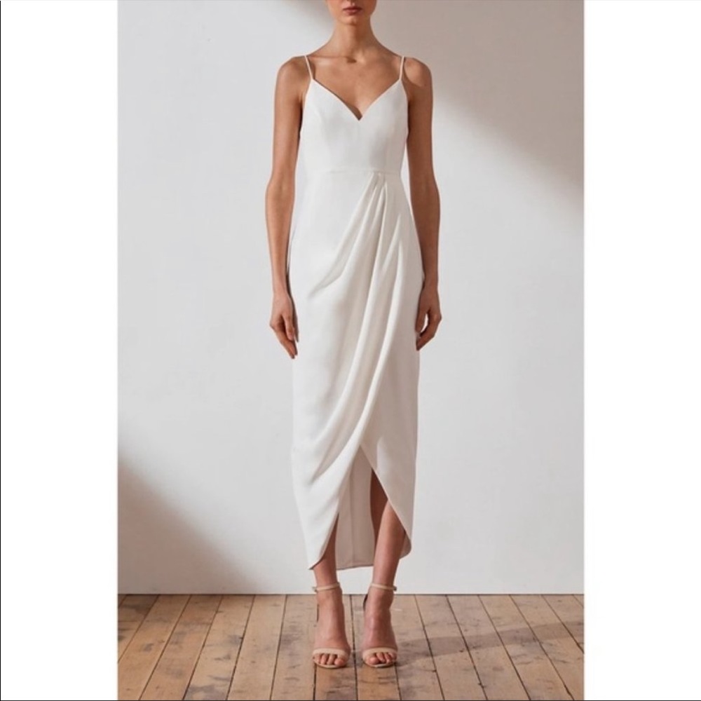 Shona Joy Cocktail Draped Dress - Ivory - US size 6